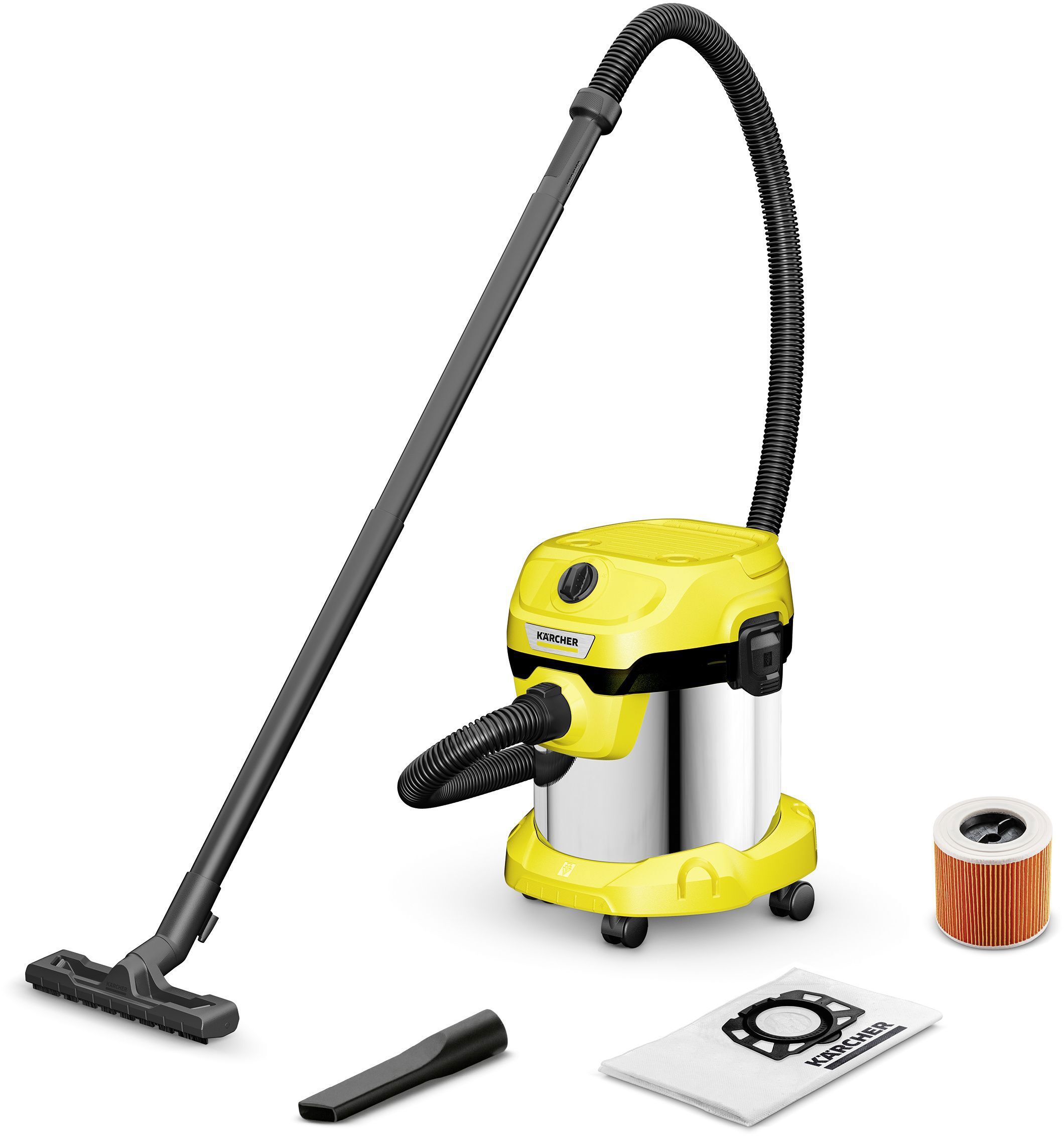 Пылесос строительный Karcher WD 2 Plus S V-15/4/18/C, 1000 Вт, 15 л ✳️  купить по цене 11490 ₽/шт. в Воронеже с доставкой в интернет-магазине  Лемана ПРО (Леруа Мерлен)