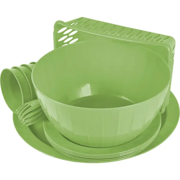 Набор для пикника Vanilla на 5 персон пластик цвет фисташка набор посуды из нержавеющей стали для кемпинга на открытом воздухе набор чаш для пикника для приготовления пищи
