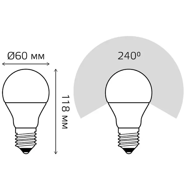 фото Лампа светодиодная gauss a60 e27 220 в 9.5 вт груша 820 лм, регулируемый свет