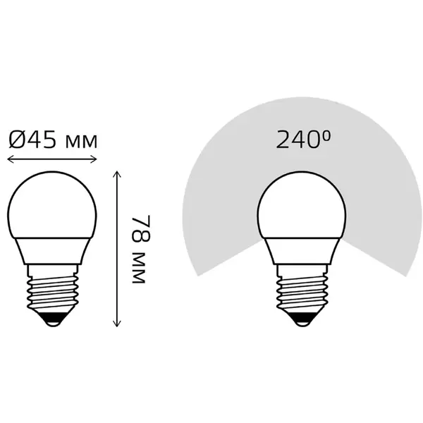 фото Лампа светодиодная gauss e27 6 вт шар матовый 470 лм, холодный белый свет