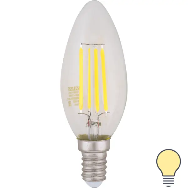 Лампа светодиодная Gauss Filament свеча Е14 5 Вт 420 Лм теплый белый свет