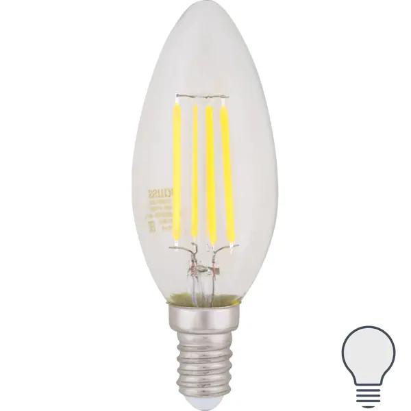 фото Лампа светодиодная gauss filament свеча е14 5 вт 450 лм нейтральный белый свет