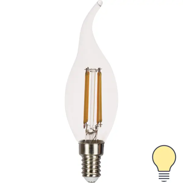 Лампа светодиодная Gauss LED Filament E14 11 Вт свеча на ветру прозрачная 720 лм, тёплый белый свет лампа светодиодная филаментнаядиммируемая feron e14 7w 2700k свеча на ветру прозрачная lb 167 25872