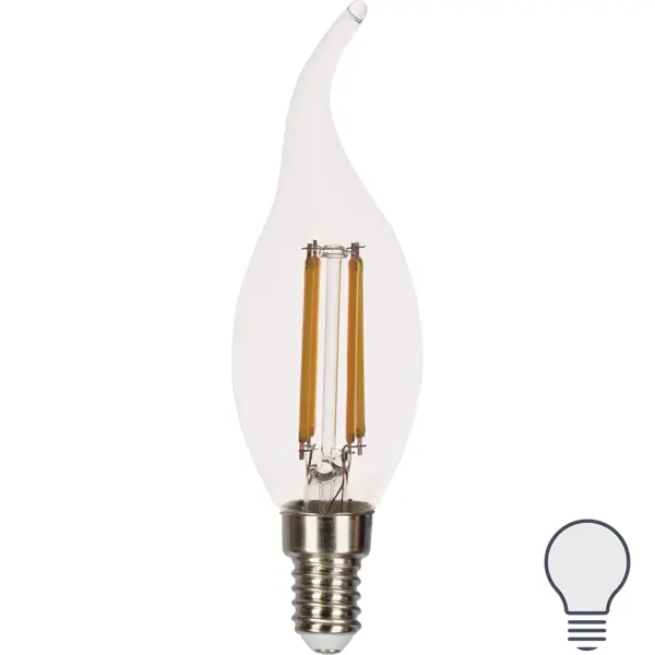 Лампа светодиодная Gauss LED Filament E14 11 Вт свеча на ветру прозрачная 750 лм, нейтральный белый свет лампа умная светодиодная филаментная gauss e14 220 240 в 4 5 вт свеча на ветру 495 лм тёплый белый свет