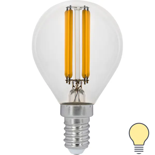Лампа светодиодная Gauss LED Filament E14 11 Вт шар прозрачный 720 лм, тёплый белый свет лампа закат солнце внутри тебя модель gbv 0121