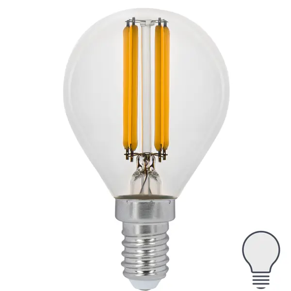 фото Лампа светодиодная gauss led filament e14 11 вт шар прозрачный 750 лм, нейтральный белый свет