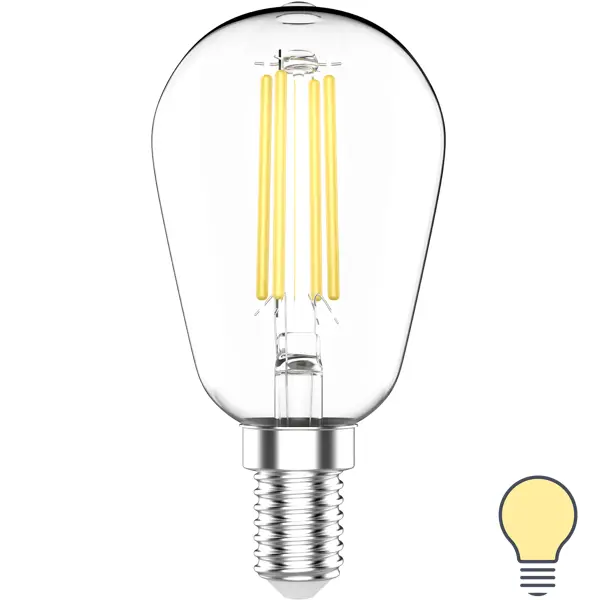 Лампа светодиодная Gauss Basic Filament E14 220 В 4.5 Вт шар декоративный прозрачный 470 лм, тёплый белый свет лампочка yeelight smart led filament bulb st64 yldp23yl белый