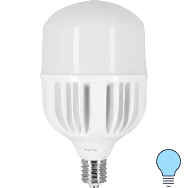 Лампа светодиодная Gauss Basic T160 E40 230 В 90 Вт матовая 8600 лм, холодный белый свет лампочка светодиодная smartbuy hp цилиндр 30 вт e27 6500 к холодный белый свет
