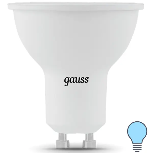 Лампа светодиодная Gauss MR16 GU10 7W 630LM 6500K эра б0051852 лампочка светодиодная red line led mr16 5w 827 gu10 r gu10 5 вт софит теплый белый свет