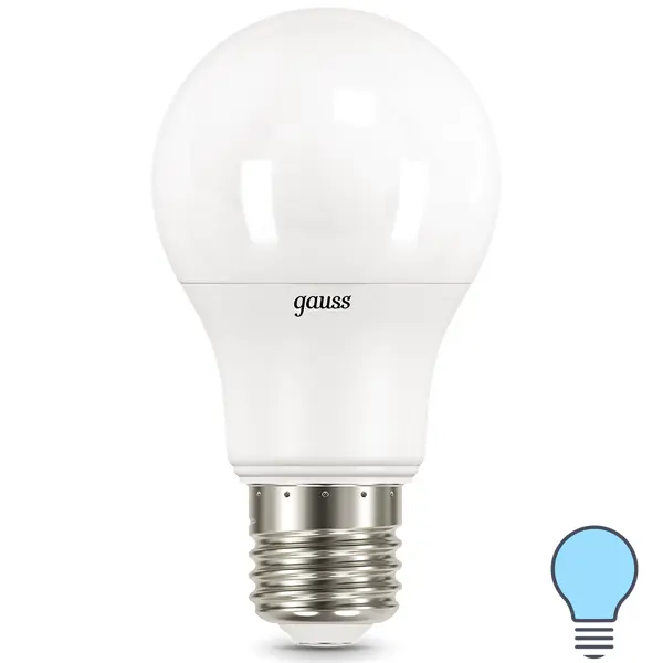 Лампа светодиодная Gauss A60 Е27 11 Вт 990 Лм холодный белый свет, для диммера лампа газоразрядная световые решения дрл e27 125 вт 5000 лм ртутная