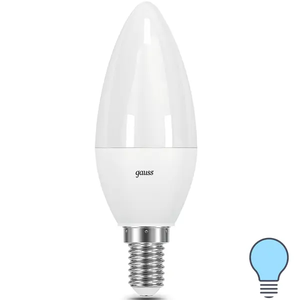 Лампа светодиодная Gauss E14 7 Вт свеча 590 Лм холодный белый свет, для диммера лампа газоразрядная световые решения дрл e27 125 вт 5000 лм ртутная