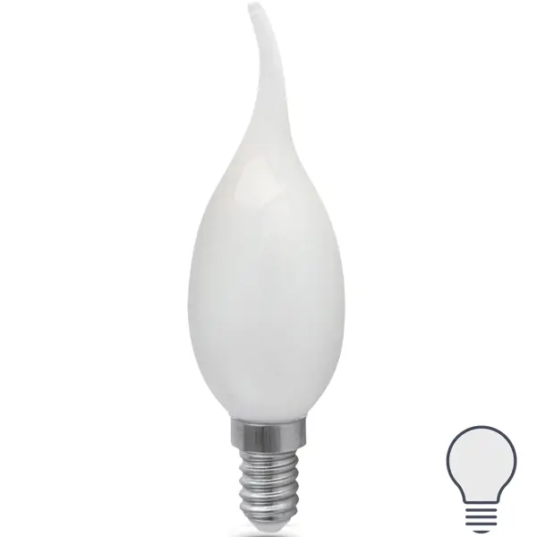 Лампа светодиодная Gauss Filament Milky Е14 9 Вт свеча на ветру 450 Лм нейтральный белый свет лампа накаливания для рождественской горки с эффектом пламени 1 5 вт цоколь е12 2 шт