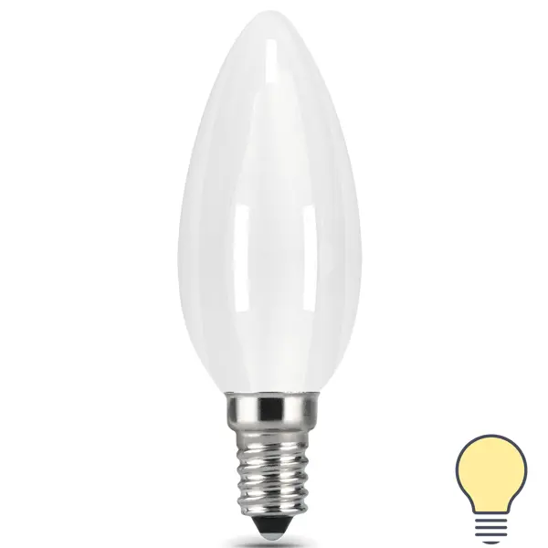 Лампа светодиодная Gauss Filament Milky Е14 9 Вт свеча теплый белый свет, для диммера лампа накаливания для рождественской горки с эффектом пламени 1 5 вт цоколь е12 2 шт