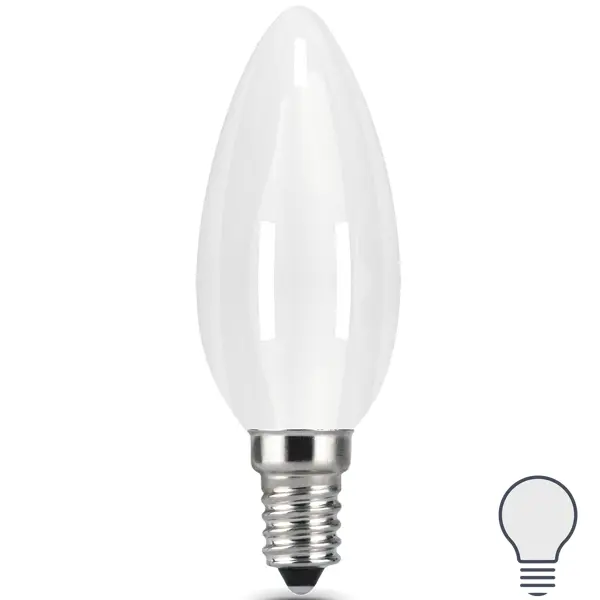 Лампа светодиодная Gauss Filament Milky Е14 9 Вт свеча нейтральный белый свет, для диммера лампа накаливания uniel e14 220 240 в 3 вт свеча с эффектом пламени