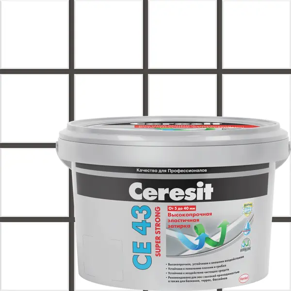 фото Затирка для широких швов ceresit ce 43 «super strong» 2 кг сталь цвет графит
