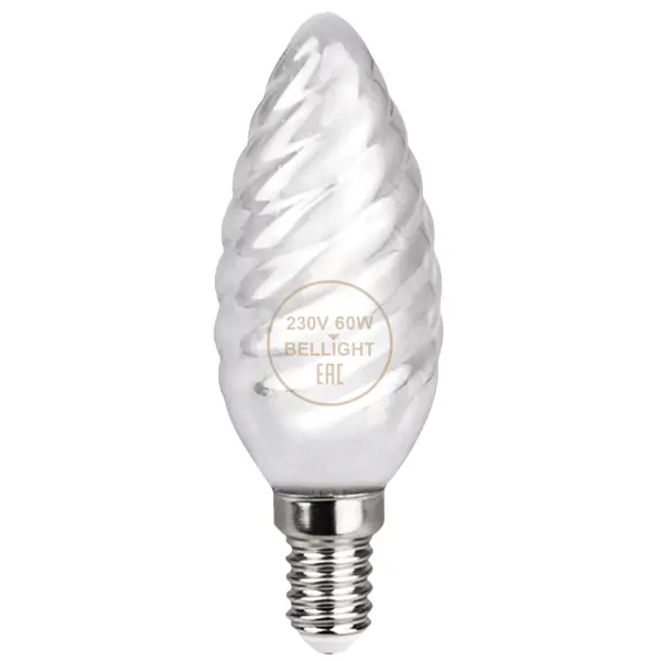 Лампа накаливания Belsvet свеча витая матовая E14 60 Вт свет тёплый белый свеча витая 2 2х 25 см в термопленке серебряная