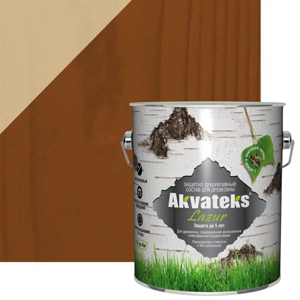 Антисептик Akvateks полуглянцевый орех 2.7 л трудновымываемый антисептик для древесины akvateks био 10 кг