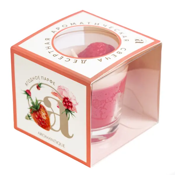 Свеча ароматическая Ягодное парфе 60 гр цвет красный тарелка одноразовая для десерта 12 шт диаметр 165 мм d170 мм юпласт юнаб2058