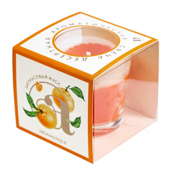 Свеча ароматическая «Цитрусовый мусс» 60 гр, цвет оранжевый
