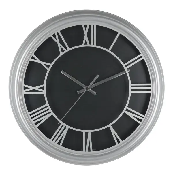фото Часы настенные troykatime римские круглые пластик цвет черный бесшумные ø31 см