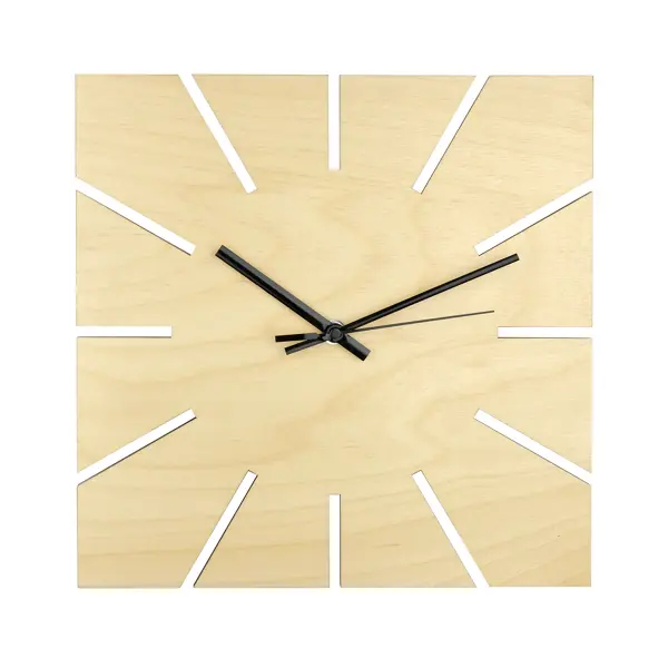 Часы настенные Troykatime Минимализм квадратные дерево цвет бежевый бесшумные ø29 см игрушка сортер 22 см развивающая дерево часы kiddy