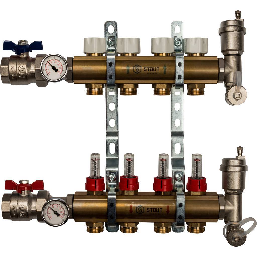 Коллектор с расходомерами Stout 4 выхода ✳️ купить по цене null ₽/шт. в  Москве с доставкой в интернет-магазине Леруа Мерлен
