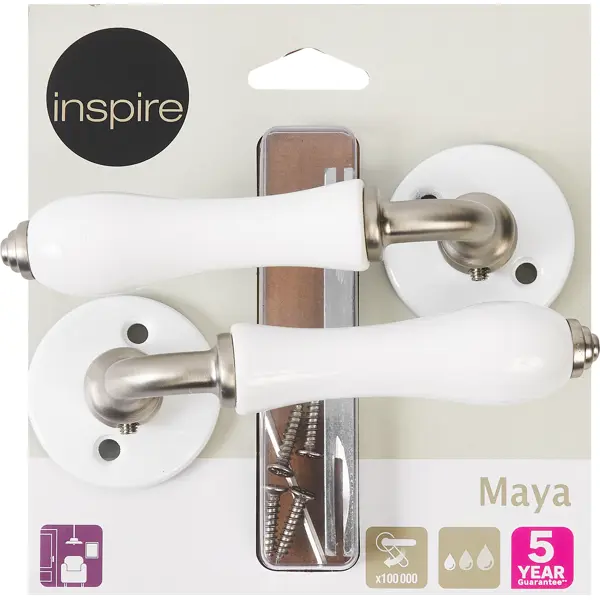 фото Дверные ручки inspire maya без запирания, комплект, цвет белый/никель матовый