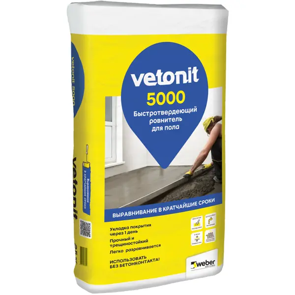 Ровнитель для пола Vetonit 5000 25 кг ровнитель plitonit