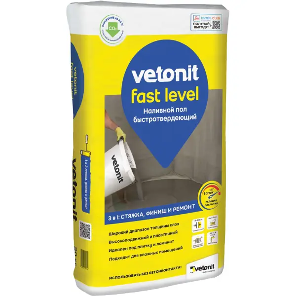 Наливной пол Vetonit Fast Level 20кг наливной пол vetonit finish level eco 20 кг