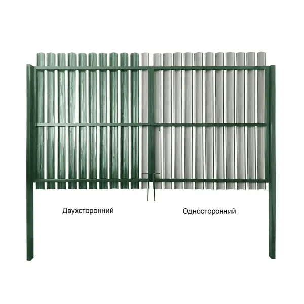 фото Ворота двухсторонние 150x300 см со штакетником двустворчатым цвет зеленый без бренда