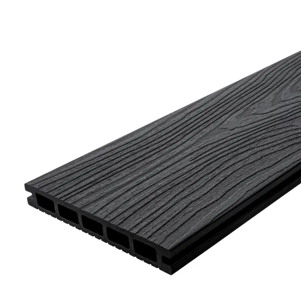 фото Террасная доска дпк t-decks цвет графит 150x20x3000 мм двусторонняя вельвет/структура древесины 0.45 м²