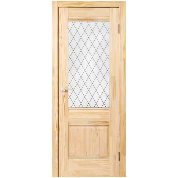 Дверь межкомнатная остекленная с замком и петлями в комплекте Классико-43 80x200 см массив цвет бежевый