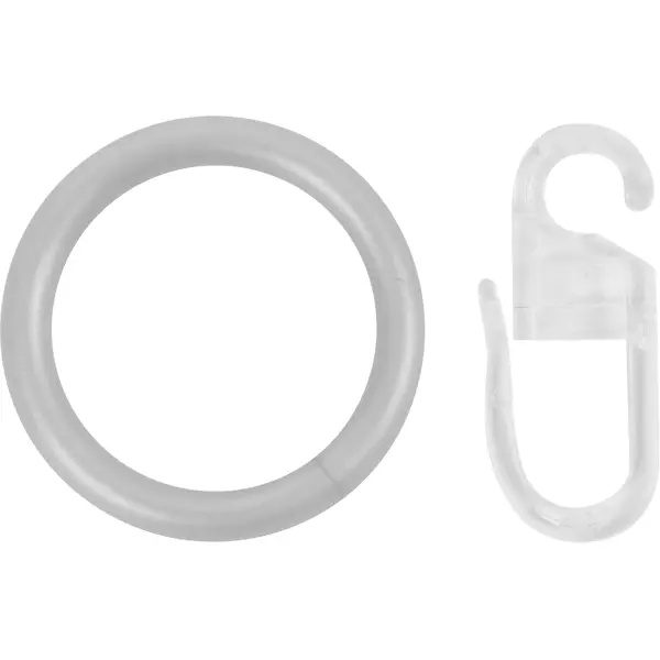 Кольцо с крючком пластик цвет серый D13/16 10 шт. крючок для карниза aquanet sh0001k 12 шт овал пластик