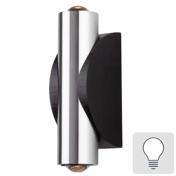 фото Настенный светильник светодиодный steel 3 вт нейтральный белый свет, цвет черный/сталь без бренда