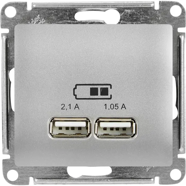 Розетка USB встраиваемый Schneider Electric Glossa цвет алюминий настенная розетка 2 порта rj 45 категории 6 stp белая