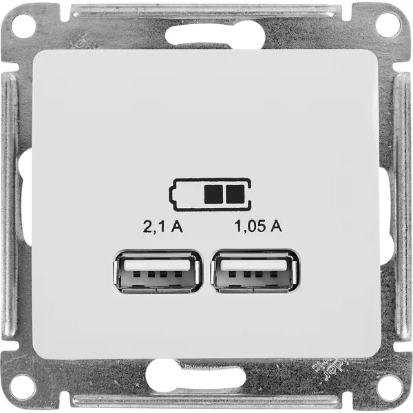 Розетка USB встраиваемая Schneider Electric Glossa цвет белый розетка встраиваемая simon 24 разъем usb без заземления белый