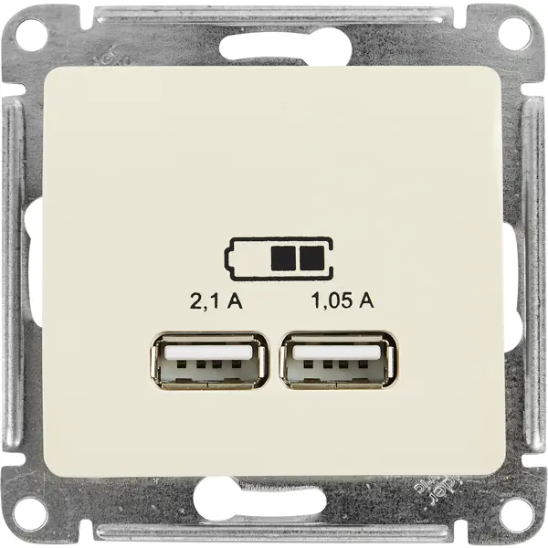 Розетка USB встраиваемая Schneider Electric Glossa цвет бежевый