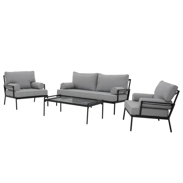 Набор садовой мебели Naterial Onyx алюминий/полиэстер/стекло серый: стол, диван и 2 кресла 3 местный диван темно серый ткань