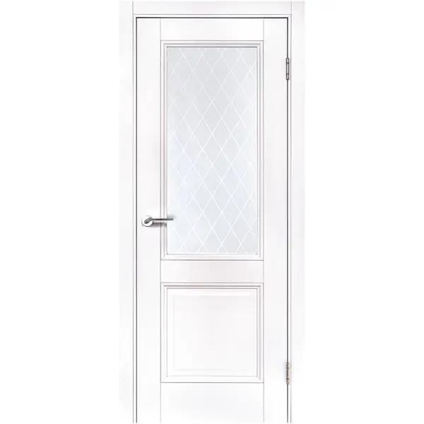 Дверь межкомнатная остекленная с замком и петлями в комплекте Палермо 70x200 см полипропилен цвет аляска