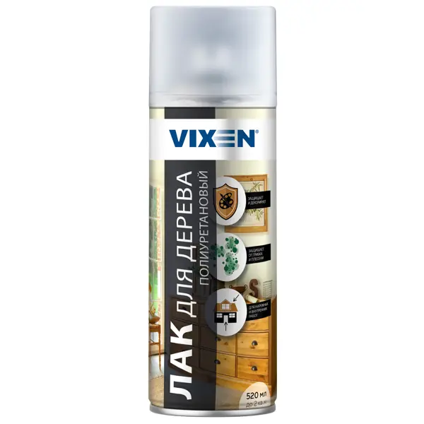 Лак аэрозольный Vixen для дерева прозрачный 500 мл масло для дерева vixen