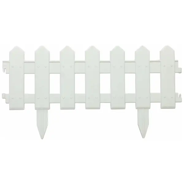 забор декоративный пластмасса palisad 5 28х300 см белый зд05 Ограждение Палисадник 190x30 см цвет белый