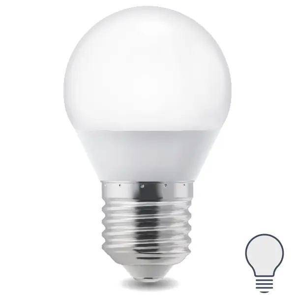 Лампа светодиодная E27 220-240 В 6 Вт шар матовая 600 лм нейтральный белый свет
