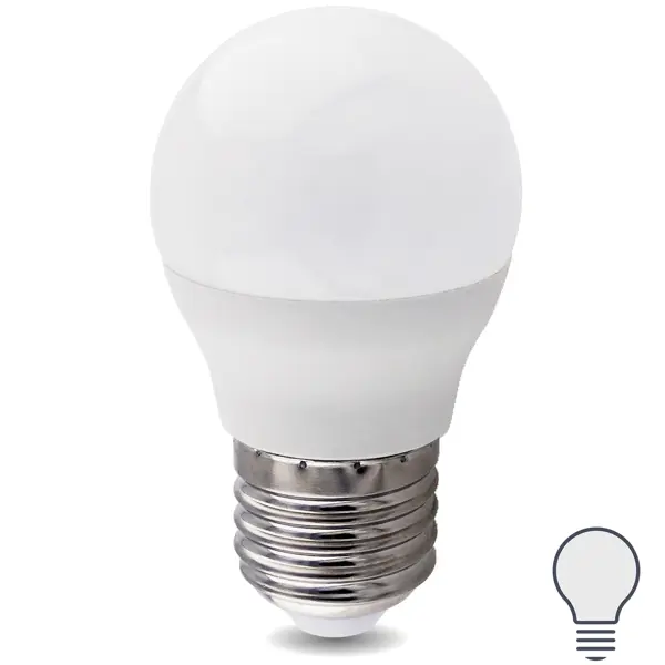 фото Лампа светодиодная e27 220-240 в 8 вт шар матовая 750 лм нейтральный белый свет без бренда
