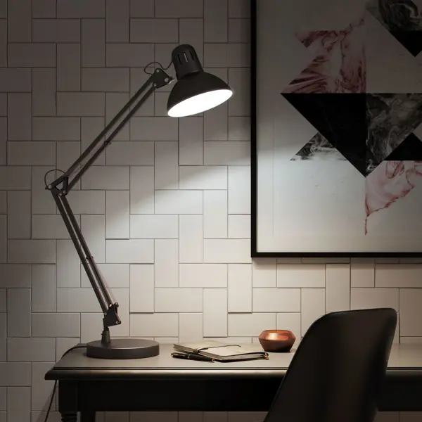 Настольная лампа Inspire «Arquitecto» цвет черный матовый стойка с основанием под сиденье высота 330 мм диаметр 73 мм диаметр основания 230 мм 91112 13 mr