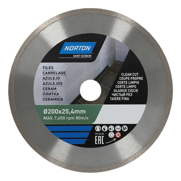 Диск алмазный по керамике Norton 200x25.4x1.8 мм диск алмазный по бетону norton 70184603373 150x22 2 мм