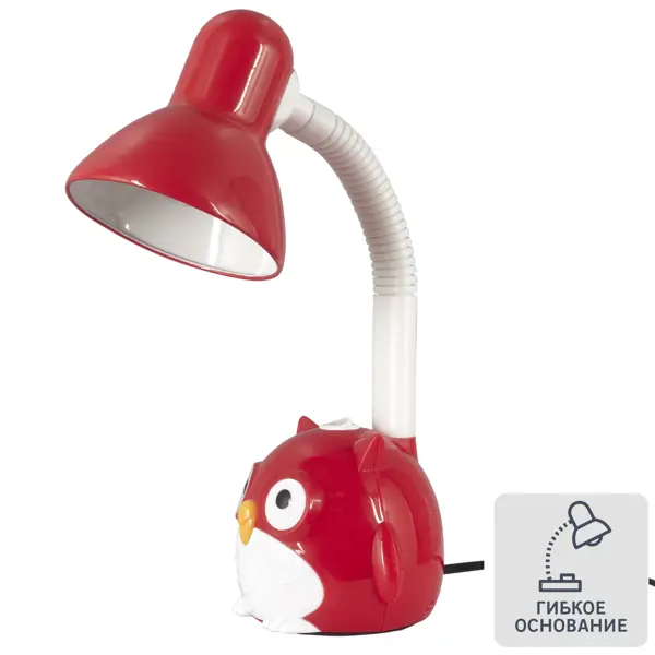 фото Лампа настольная сова e27 40 вт цвет красный camelion