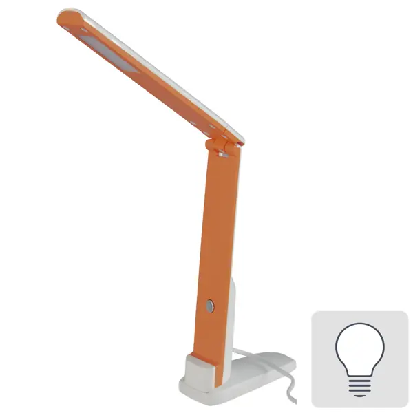 фото Рабочая лампа настольная светодиодная camelion kd-808 c37 «fold», цвет белый/оранжевый