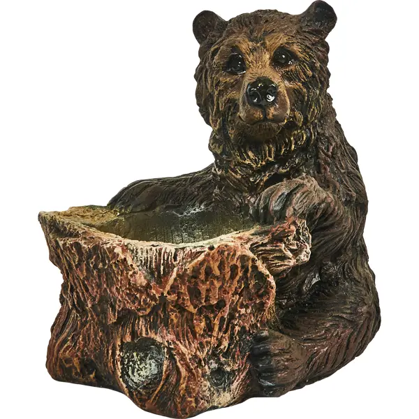 Фигура садовая Медведь у пня искусственный камень 23x22 см