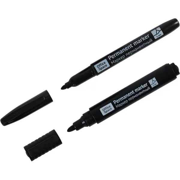 Маркер перманентный Office Space 352144 черный 1 и 3 мм, 2 шт. маркер двухсторонний на спиртовой основе sketchmarker