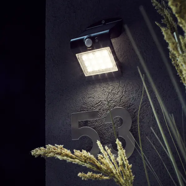 фото Светильник светодиодный уличный на солнечных батареях inspire kano ip44 с датчиком движения и освещённости, цвет чёрный